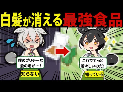 これを食べると白髪が激減？！白髪を消す食べ物を食べてみた【ずんだもん＆ゆっくり解説】