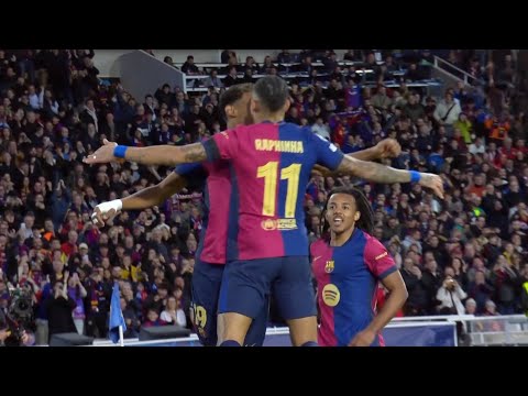 Raphinha Goal, Lamine Yamal Amazing Assist, Barcelona vs Benfica Highlights, Champions League 2025