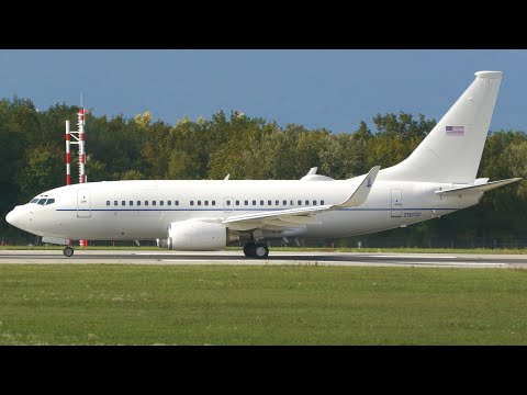 4K | U.S. Air Force Boeing C-40C Clipper 02-0202 takeoff at Geneva/GVA/LSGG