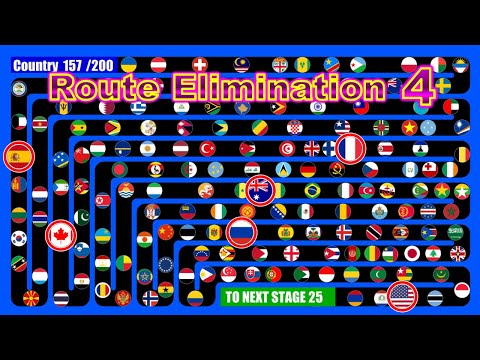 Route Elimination4 ~200 countries marble race~ in Algodoo | Marble Factory