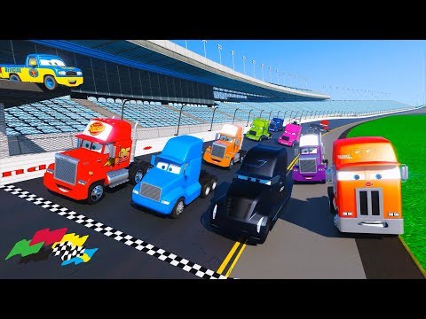 Cars Race Trucks Daytona Truck Gale Beaufort Mack Jerry Semi McQueen and Friends Videos