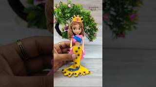 Changeable Yellow Mermaid Doll Dress Making With Super Clay🧜‍♀️🌈💕 #mermaid #shorts #clayart #viral