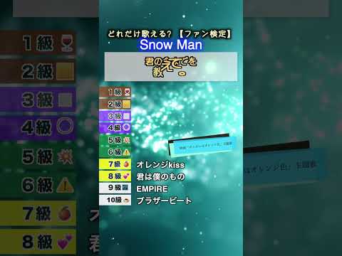 【Snow Man】ファン検定 どれだけ歌える？ #スノーマン #カラオケ #メドレー