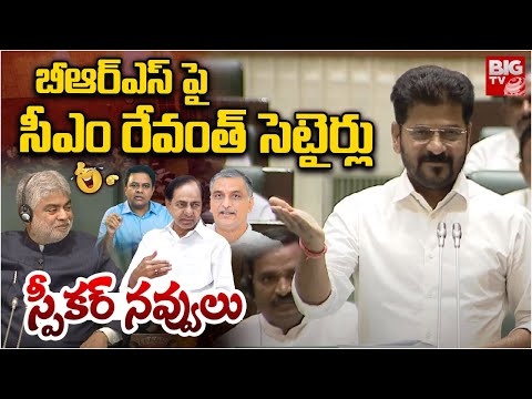 బీఆర్ఎస్ పై సీఎం రేవంత్ సెటైర్లు  స్పీకర్ నవ్వులు | CM Revanth Reddy Satires On BRS Party | BIG TV