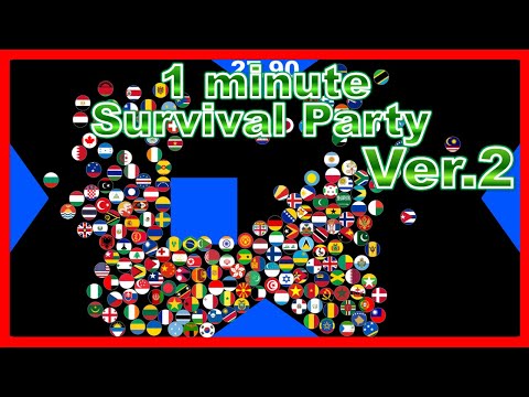 1 minute survival party.Ver2 ~200 countries marble race~ in Algodoo | Marble Factory