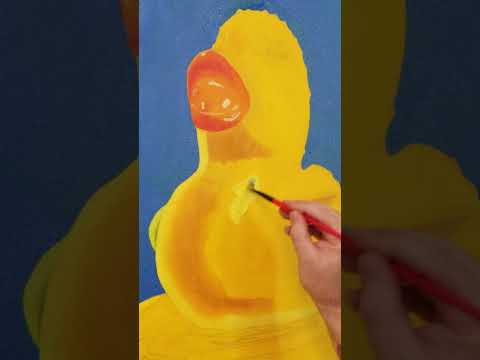 Paint a realistic rubber duck with oil paint