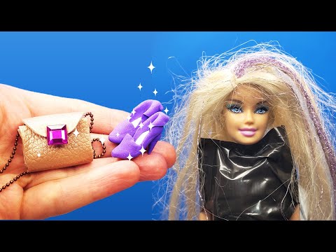 Poor Barbie Makeover - Doll SPA, Transformation, Hacks, Crafts & Ideas - DIY Dress, Shoes, Purse