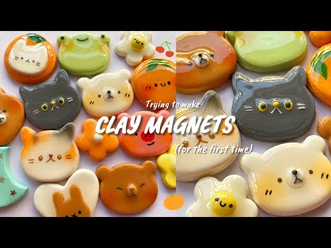 🌷Making Air Dry Clay magnets for the very first time / Relaxing clay process video 🍀