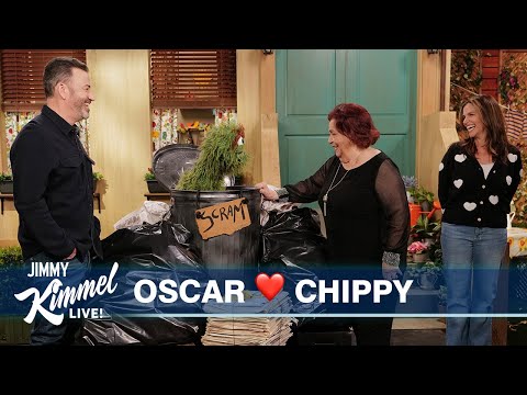 Jimmy Kimmel’s Aunt Chippy Meets Oscar the Grouch