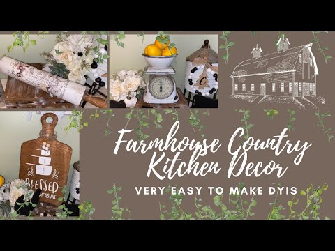 Farmhouse Country Kitchen Decor Easy to make DIYs #monnersmarket #farmhouse #rustic #shabbychic #diy