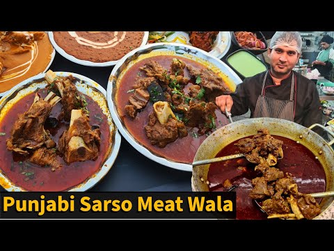 Steel Ki Plate Mai Punjabi सरसो Tari Meat Wala | कढ़ाई Mutton Aur Kadak Roti in Delhi Ncr