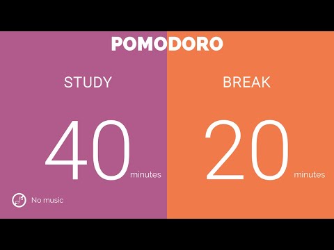 40 / 20  Pomodoro Timer || No music - Study for dreams - Deep focus - Study timer