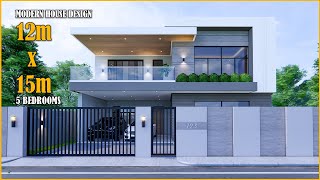 House Design | Modern House 2 Storey  | 12m x 15m with 5 Bedrooms