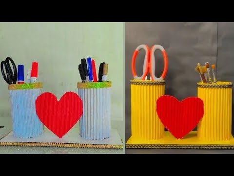 Diy - Making Desktop Organizer With Waste Cardboard | Pen Holder Organizer | Paper Crafts