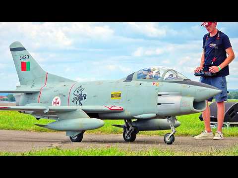 HUGE XXXL 49KG FIAT G-91 SCALE 1:2,7 RC TURBINE JET FLIGHT DEMONSTRATION