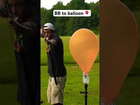 Archery trick shot using a steel BB  to pop a balloon🎈🏹🎈 #archerylife #trickshot #skill