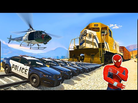 McQueen & Friends - Spiderman - Destructive Freight Train vs Police Cars