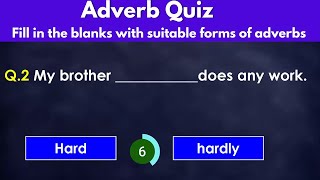 adverb quiz with answer || test level : medium #grammarquiz  #adverbs  #grammartest