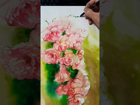 Watercolor roses wip