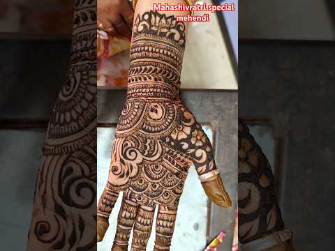 Mahashivratri special mehendi design for front hand 2025😱 #mehendidesign #fronthandmehendi #trending