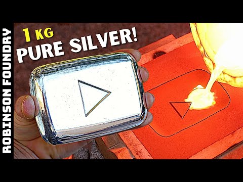 Casting a 1KG PURE SILVER YouTube play button - 100,000 Subscribers celebration -