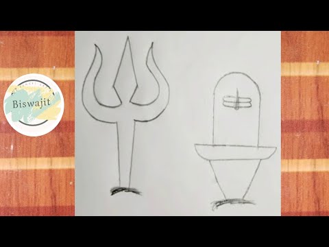 Trishul drawing of lord Shiva | Beautiful simple Shiva drawing | simple trishul drawing