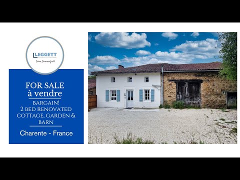 FOR SALE IN FRANCE - This lovely little white cottage and attached barn is for sale at only 93,500€!