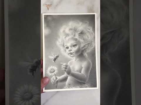 Baby Faun and the Bee (graphite pencil drawing)