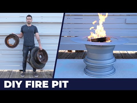 Making and Spray Painting a FIRE PIT out of car rims | Patio Makeover Ep 1