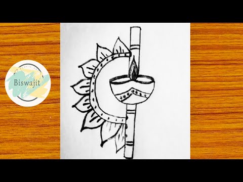 Beautiful krishna flute drawing| Diwali drawing with flute | flute Krishna drawing | Easy Drawing