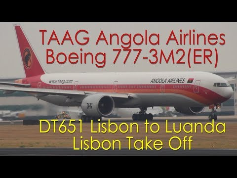 TAAG Boeing 777-3M2(ER) Take Off from Lisbon