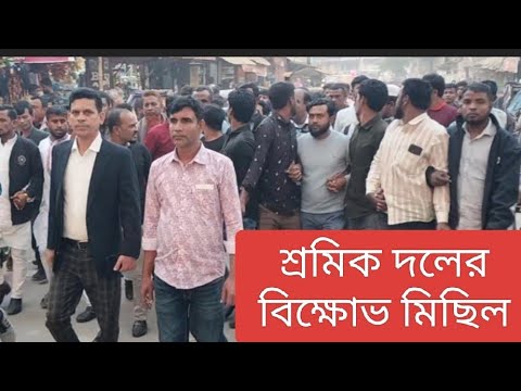 শ্রমিক দলের বি-ক্ষো-ভ মিছিল #trishalbarta #politics #news