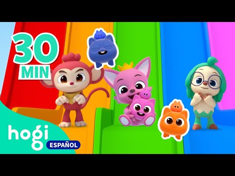 [Mix] Jugando en el Tobogán para Niños | Toboganes Coloridos | Colores para Niños | Hogi en español