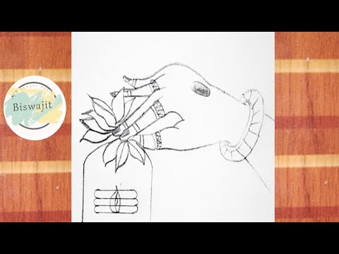 Mata Parvati giving flower with Shiva | Trinoyon Shiva drawing | Beautiful sketch shivan