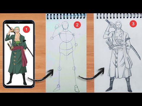 How to Draw Zoro Full Body | Step by Step drawing tutorial | Easy Sketchbook Tour