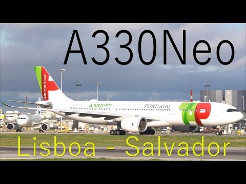 A330Neo taking off from Lisbon, Portugal to Salvador, Brasil