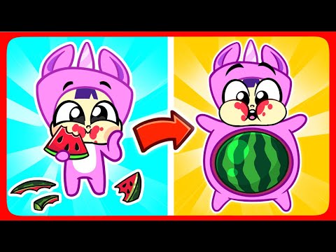 🍉 La sandía está creciendo en mi barriga 😭 Canciones divertidas para niños 😅 Reglas de seguridad