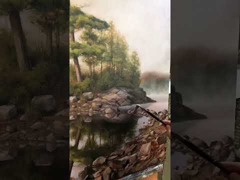 Painting mist 🎨 #shorts #fineart #artist #youtubeshorts #painting #oilpainting #landscapepainting