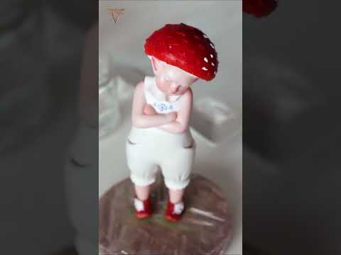 Toadstool faerie painting process 🍄 (Air dry clay sculpture)