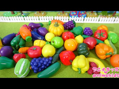 フルーツと野菜をカットするよ！Learn the names of fruits and vegetables！ @animekids