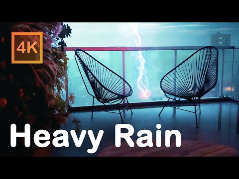 Heavy Night RAIN in BUENOS AIRES — City Sounds Thunderstorm to Study, Relax or Sleep【4K】🇦🇷