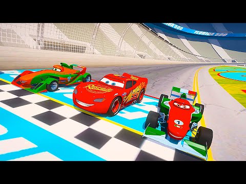 Race Disney Cars - Florida 500 Lightning McQueen VS Francesco Bernoulli VS Rip Clutchgoneski