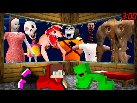 JJ and Mikey HIDE from LETHAL COMPANY MONSTER in Minecraft! - Maizen