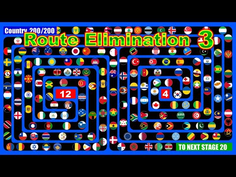 Route Elimination 3 ~200 countries marble race~ in Algodoo | Marble Factory