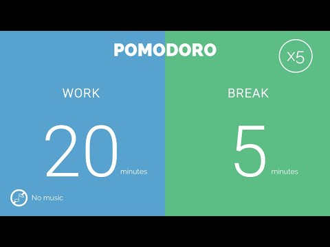 20 / 5  Pomodoro Timer - 2 hours study || No music - Study for dreams - Deep focus - Study timer