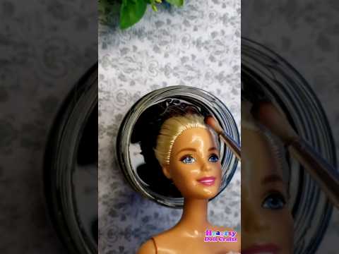 💛 How to dye Barbie's hair like a pro (permanently) 🤎From Blonde to Chocolate 🍫 with synthetic dye