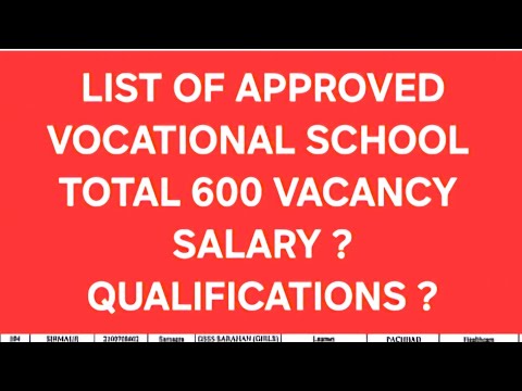 LIST OF VOCATIONAL SCHOOLS FOR RECRUITMENT OF VOCATIONAL TRAINER