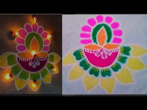 Diwali Rangoli design || Diwali special Diya Rangoli Design || Laxmipoojan Rangoli Easy Ideas