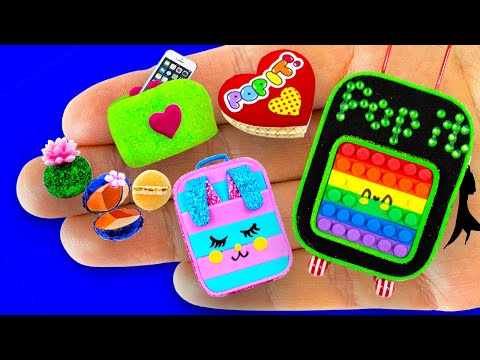 37 EASY DIY MINIATURE REALISTIC FOOD, DRINKS and THINGS | Pop It Suitcase, Handbags, Phone