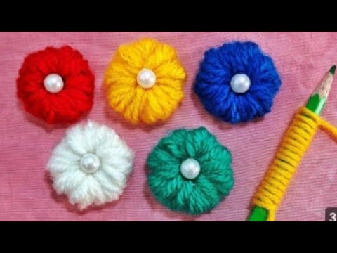 Amezing Trick With Pencil - Easy Woolen Flower Craft Idea